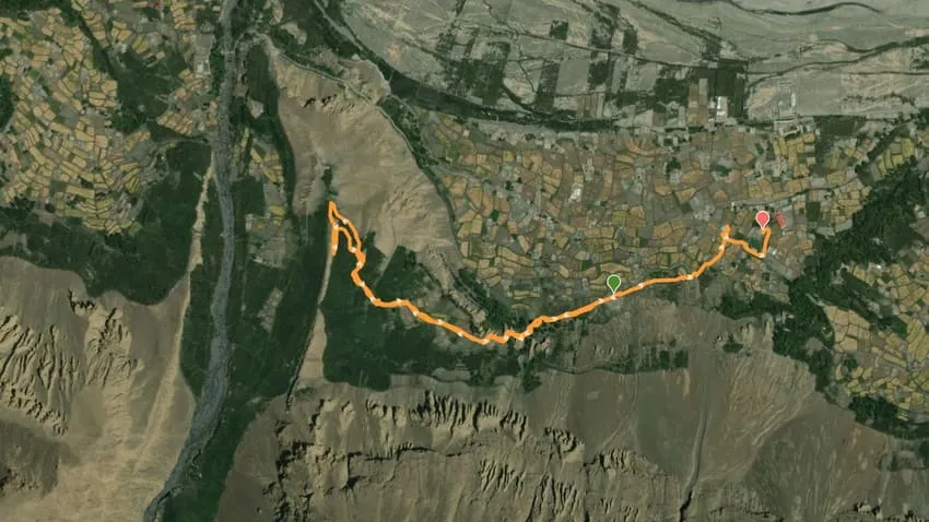 Map of the route from Shimshal Village View Point