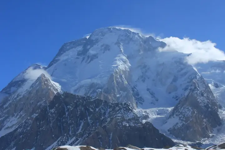 Broad Peak soaring above the Godwin-Austen Glacier from Concordia Pakistan