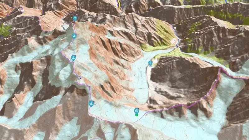 3D Topographic Contour Map of Haramosh climbing route