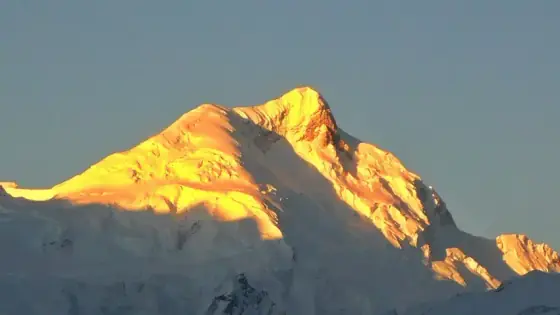 Haramosh Peak at Sunrise glowing in pure gold