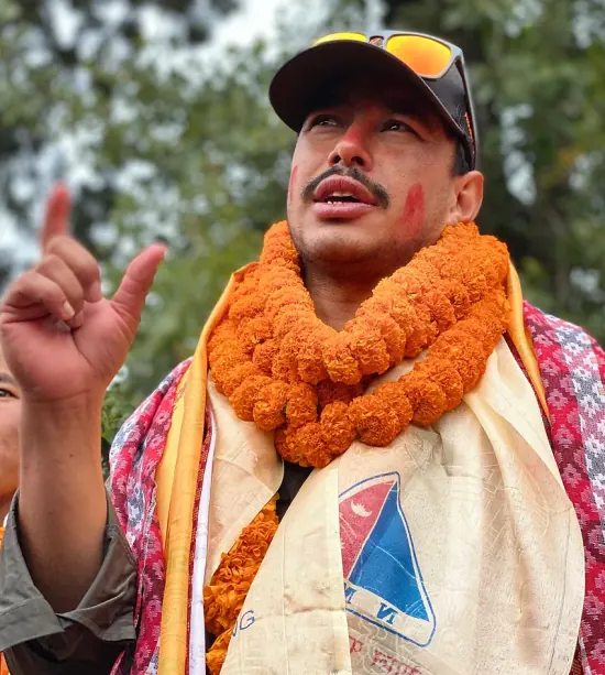 Nirmal Purja in Kathmandu celebrating the completion of Project Possible 14/7